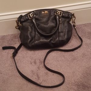 Coach black leather small crossbody bag